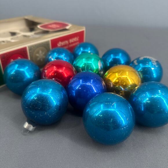 VTG Shiny Brite Glass Christmas Ornaments 12 Box Mercury Style Mixed Colors USA - Picture 5 of 16